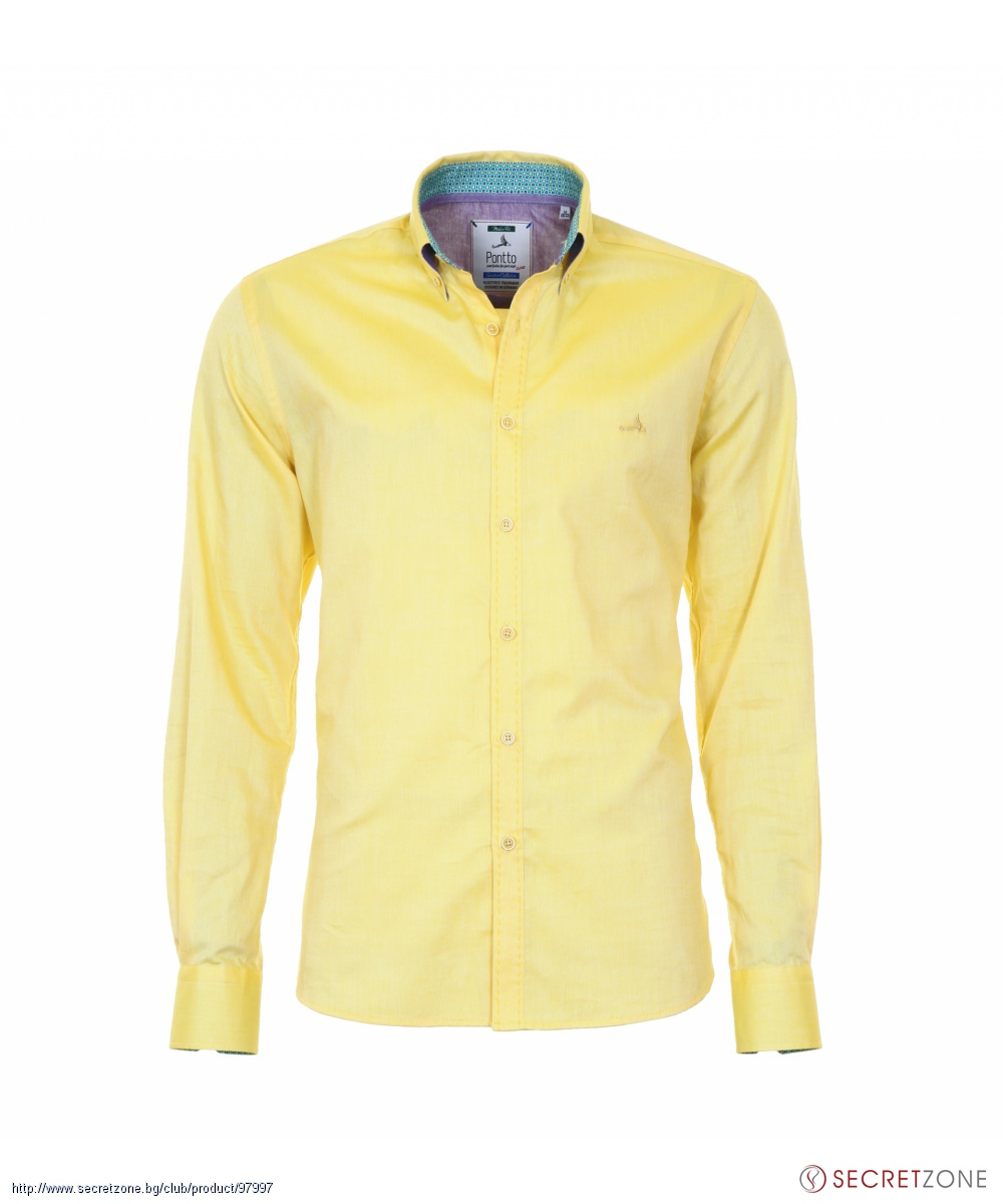 Стилна мъжка риза от Pontto в модерна жълта гама | Secretzone.bg