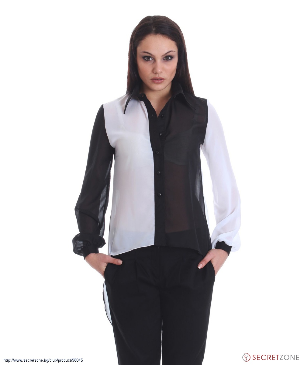 Черно - бяла дамска риза от Caramella Fashion | Secretzone.bg