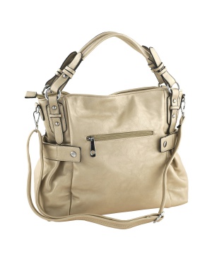 Кожена дамска чанта в златист цвят с ефектни каишки от Ore10 | Secretzone.bg