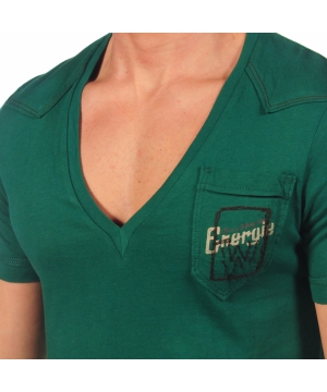 Мъжка зелена тениска с дълбоко деколте | Secretzone.bg