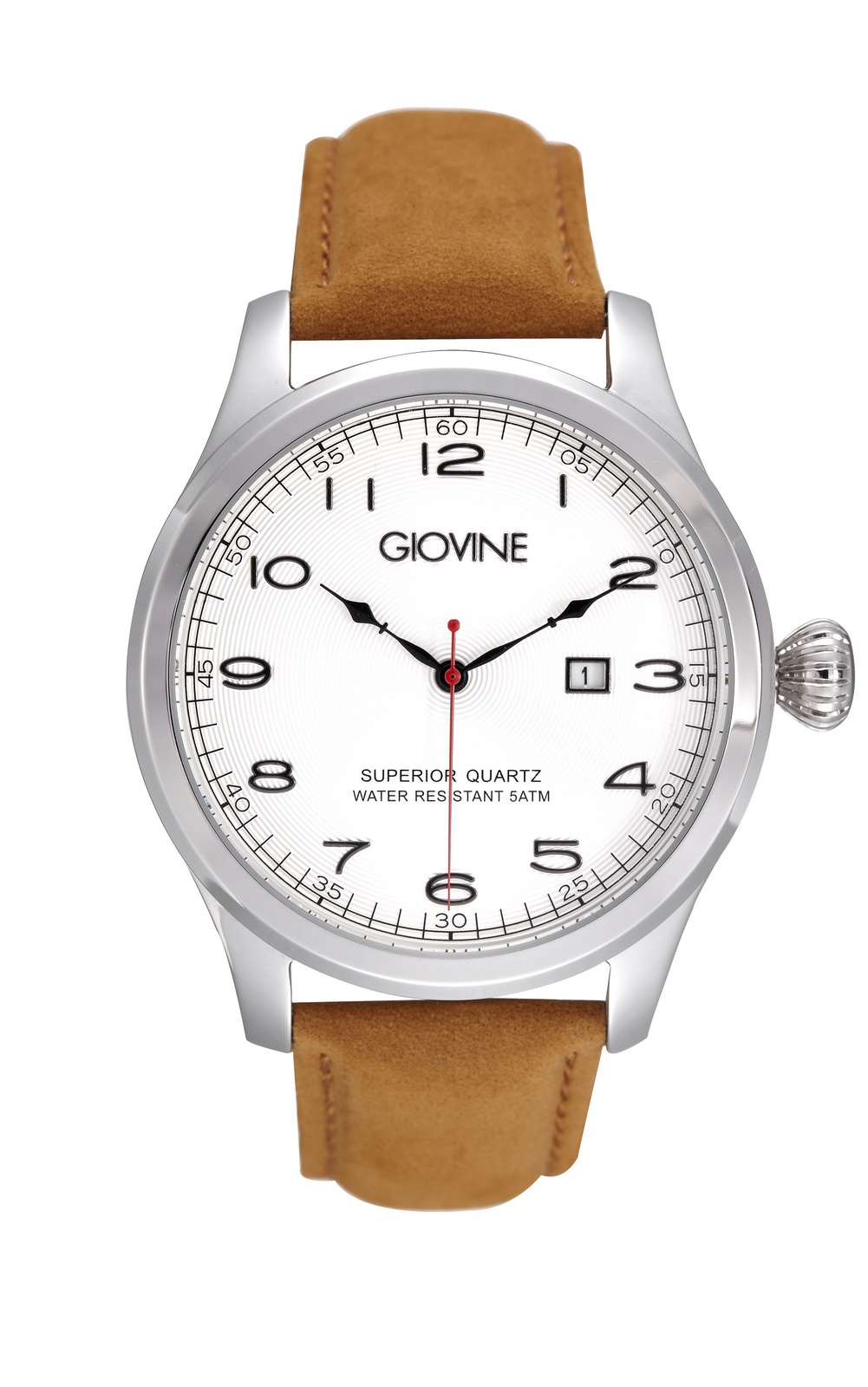 Мъжки часовник Giovine by Lancaster в бяло с кафява велурена каишка |  Secretzone.bg