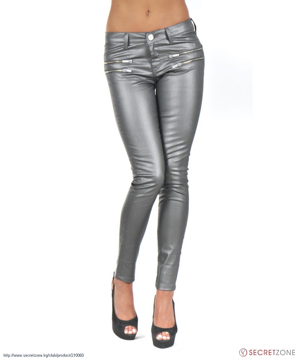 Дамски панталон с ципове от Giorgio Di Mare в сребрист цвят | Secretzone.bg