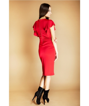 Красива червена рокля с интересни ръкави | Secretzone.bg