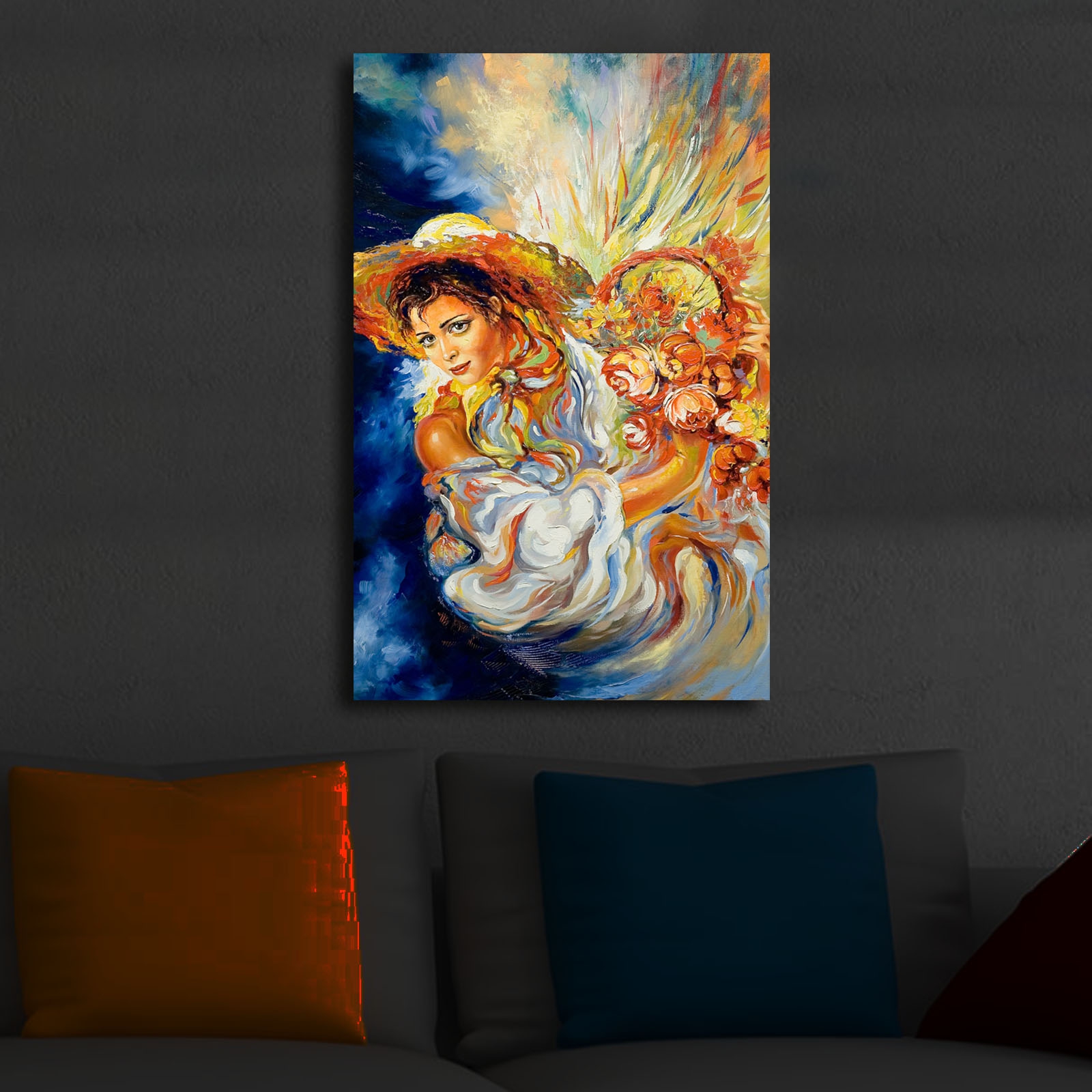 Декоративно светещо пано с живописна картина на жена от Shining |  Secretzone.bg