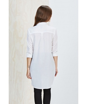 Къса бяла рокля с копчета тип риза от Moodo | Secretzone.bg