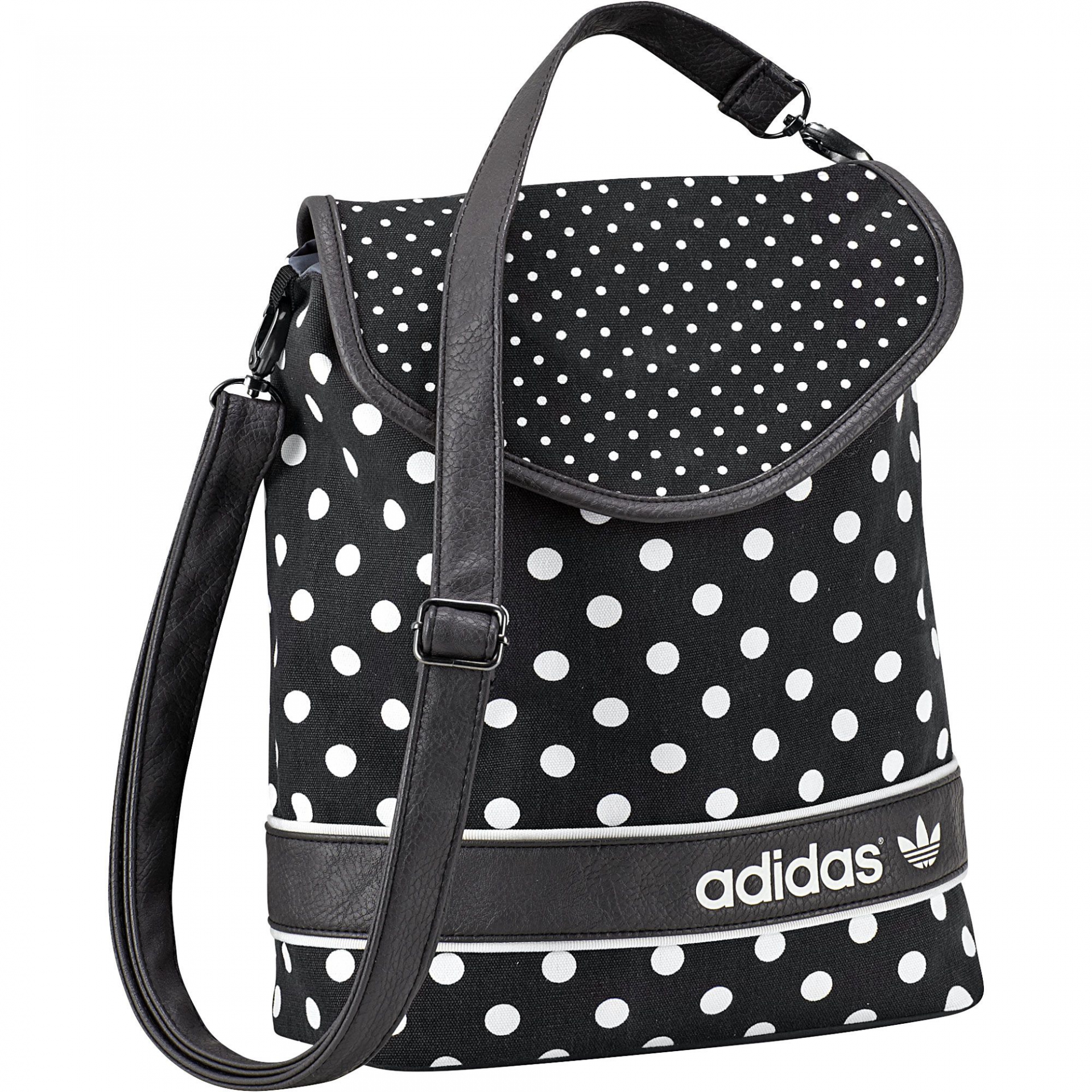 Дамска чанта Adidas в черно с контрастни точки | Secretzone.bg