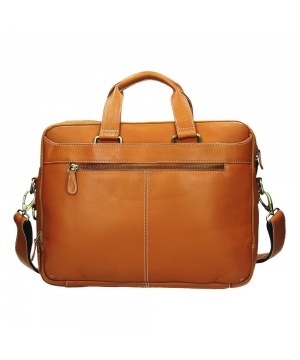 Кожена бизнес чанта в цвят коняк от Pellearts с две дръжки | Secretzone.bg