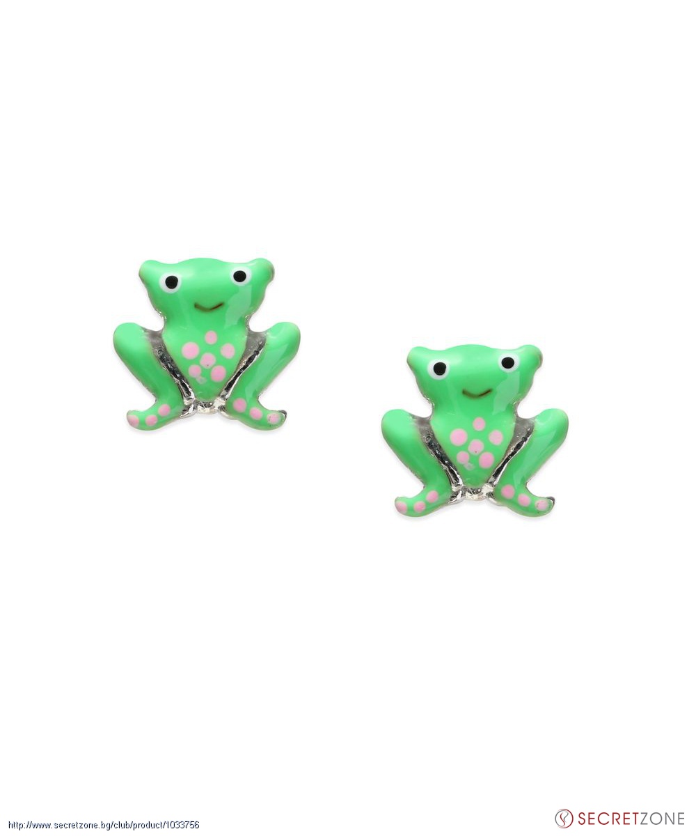 Зелени детски обеци със забавна форма на жаба от Mja | Secretzone.bg