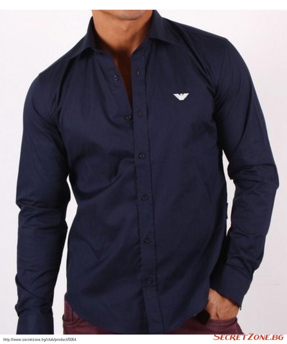 Страхотна мъжка риза ARMANI в тъмно син цвят | Secretzone.bg